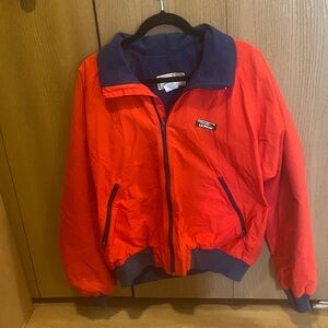 L.L. Bean Red Lightweight Shirt Jacket with Navy Trim